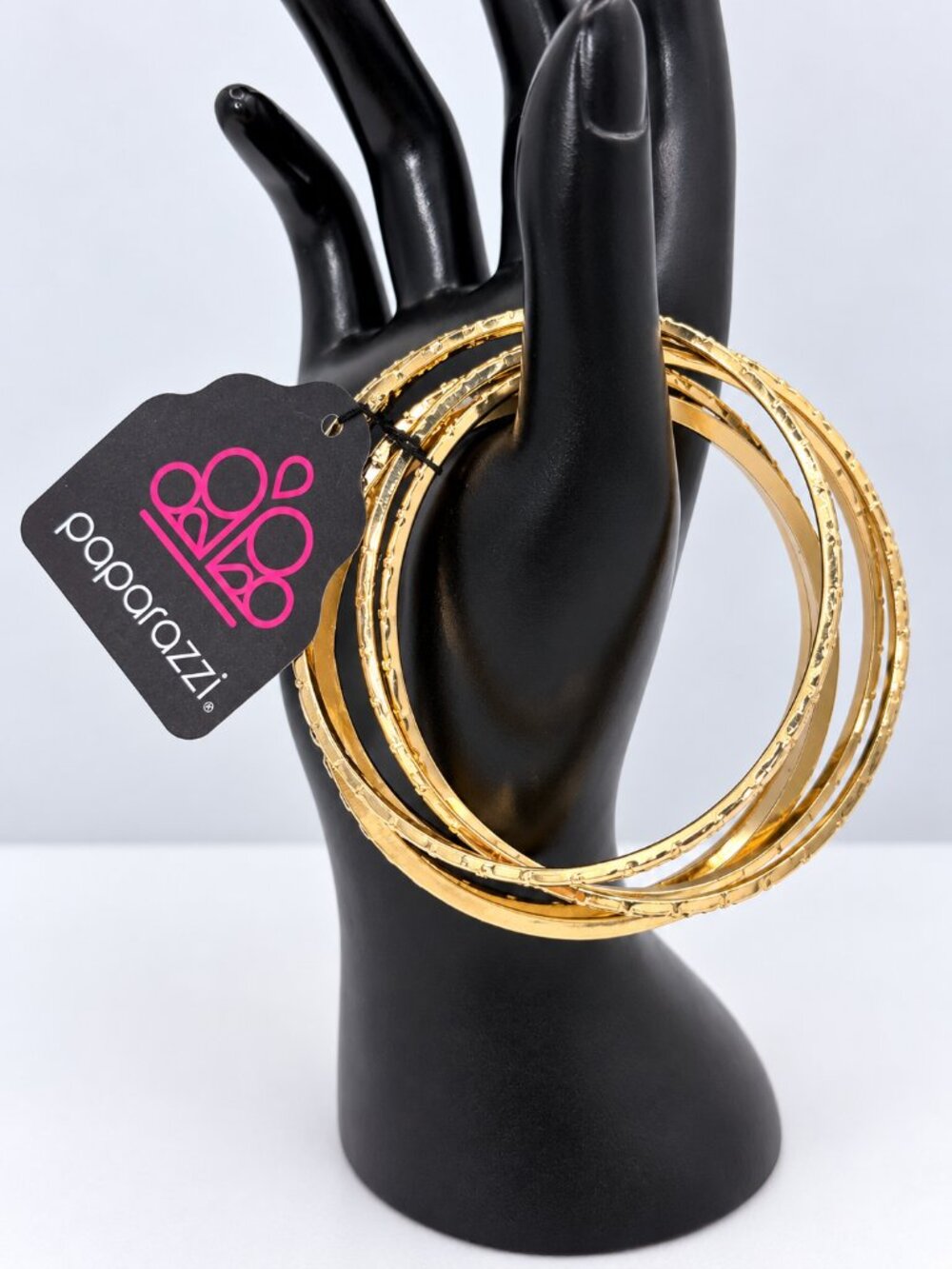 Paparazzi Gold Tone Textured Bangle Bracelet Set NWT